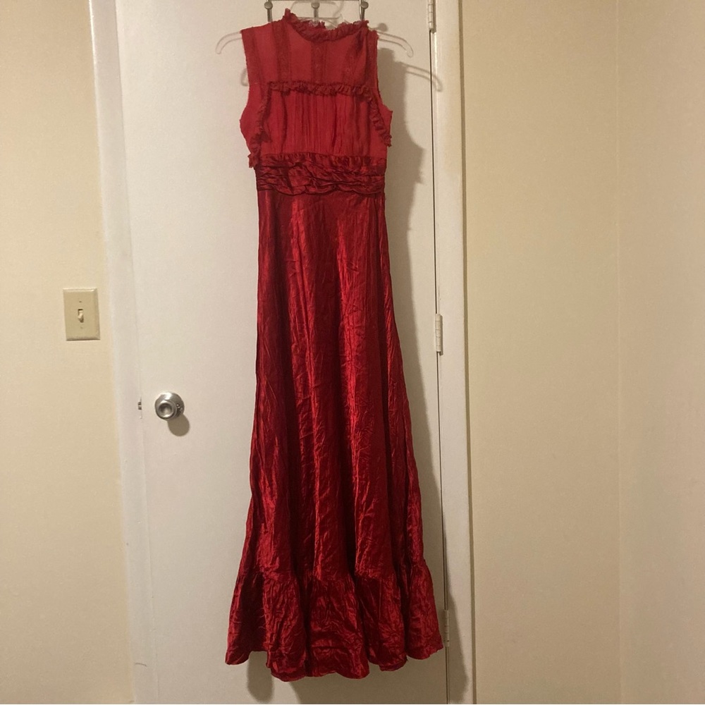 Vintage 1960s Red Satin Lorrie Deb Maxi Dress